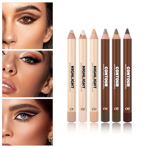 6-Shade Face Contour & Highlight Stick Kit, Dual-Ended Pencils