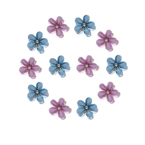 Aysekone 12 Pieces Mini Hair Claw Clips Flower Hair Clips Mini Hair Clips Daisy Hair Clips Flower Clips Barrettes Small Hair Clips Hair Accessories for Women Girls,Blue and Purple