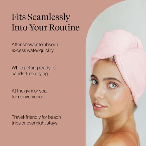 Kitsch Microfiber Hair Towel Wrap - Pink Anti-Frizz Hair Drying Towel