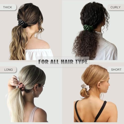 Satin Hair Scrunchies for Women, 16 Pack - Silk-Soft & Gentle