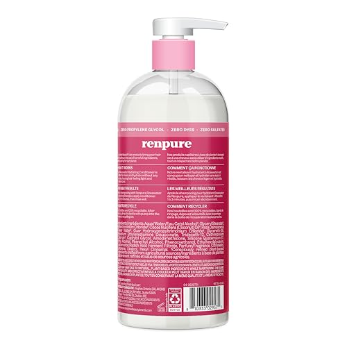 Renpure Rose Water Conditioner, 710ml, Plant Based Beauty, Soothes Scalp, Hydrates Hair, Nourishes, Free of Chemicals, For Women