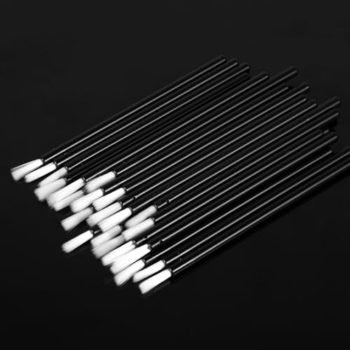 Black Disposable Lip & Makeup Brush Set - 50 Mini Paint Brushes for Cookies, Nails, and Cosmetics