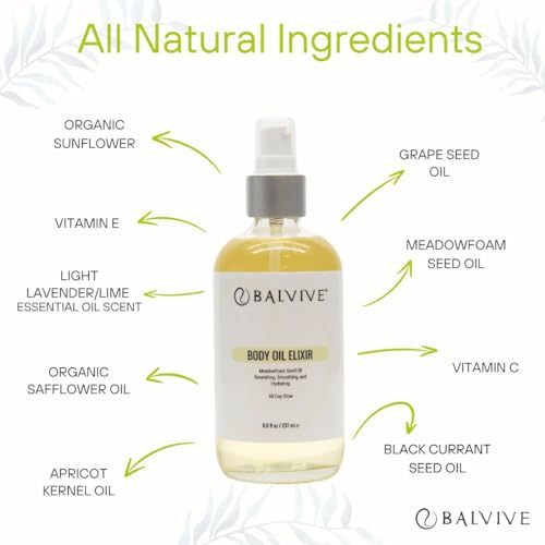 Body Oil 8 oz ?Weightless, Non-Greasy & Fast-Absorbing Body Moisturizing Oil with Meadowfoam and Black Currant Oil - Skin Hydration for Natural Glow- Firm, Smooth & Radiant Skin