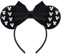 LIHELEI Velvet Pearl Mouse Ears Headband for Women Halloween Costume Party Hair Accessories - Black Pearl, Size 9x7"
