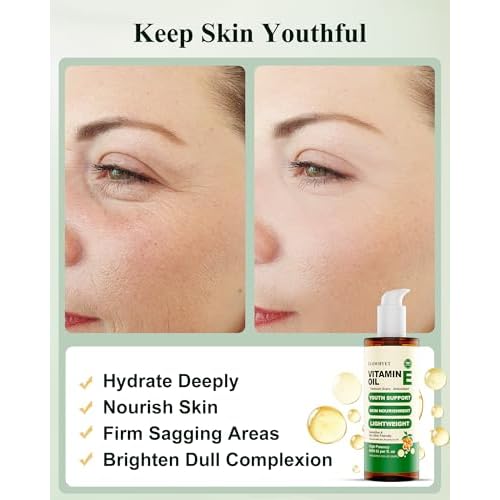 16 Floz Pure Vitamin E Oil For Scars, Organic vit e Nail Oil for Face, Skin, Body and Hair, Nourish Dry Skin, Maintain Youthful, Antioxidant, Fade Scars LIGHTWEIGHT - 500ml
