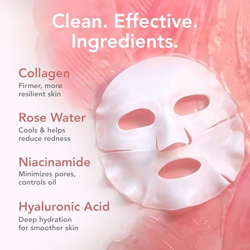 Collagen Face Mask (5 Pack) - Hydrating Sheet Masks for Women - Bio-Collagen Real Deep Mask - Anti Aging Face Mask for Wrinkles