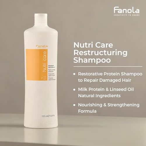 Fanola Restructuring Hair Shampoo for Women & Men - Moisturizing Shampoo for Dry Hair Enriched with Milk Protein - Repairing, Nourishing, Anti-Frizz Formula for Dry & Brittle Strands (33.8 Fl oz)