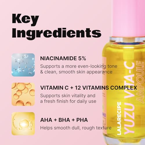 LALARECIPE Yuzu Vitamin C Serum with Niacinamide 5% & AHA, Korean Skin Care for Face, Hydrating Facial Serum for Uneven Skin Tone & Dark Spots (1.69 Fl Oz / 50ml)