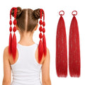 Lunelicia 16-Inch Red Ponytail Hair Extensions - 2 Packs for Braids