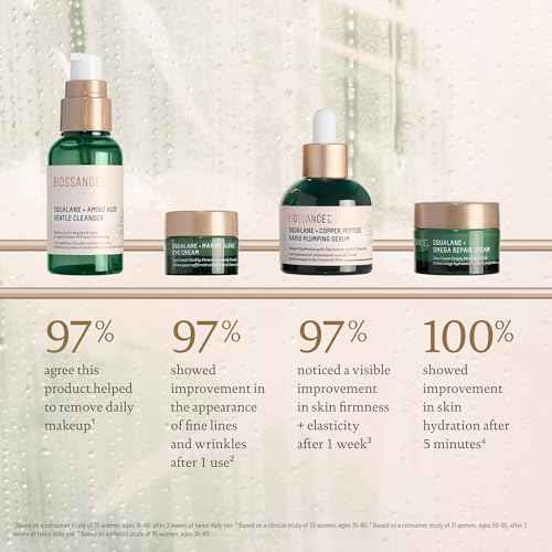 Biossance Plump and Hydrate Skincare Set - Amino Aloe Gentle Foaming Cleanser, Marine Algae Eye Cream, Copper Peptide Rapid Plumping Serum & Omega Moisturizer For Face Lock In Hydration For Your Skin