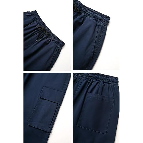 THWEI Mens Cargo Pants Casual Joggers Athletic Pants Cotton Loose Straight Sweatpants