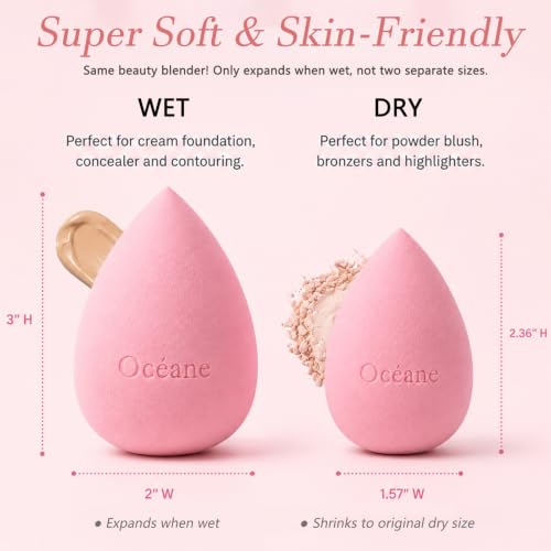 Makeup Sponge Set of 6 – Latex-Free Blender for Liquid & Powder