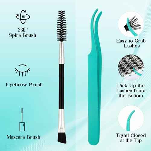 GEMERRY Eyelash Extension Kit Thick Curl Fluffy Clusters Kit With Lash Bond and Seal, Tweezers, DIY Lash Extension (80P-10-18mm)