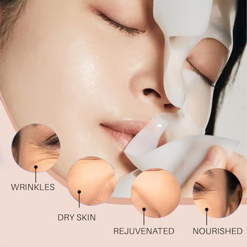 Bio-Collagen Face Mask Sheets, 5-Pack Hydrating, Moisturizing & Brightening Skincare for Glowing Skin, Anti-Aging Sheet Masks for All Skin Types, Deep Nourishing Facial Treatment