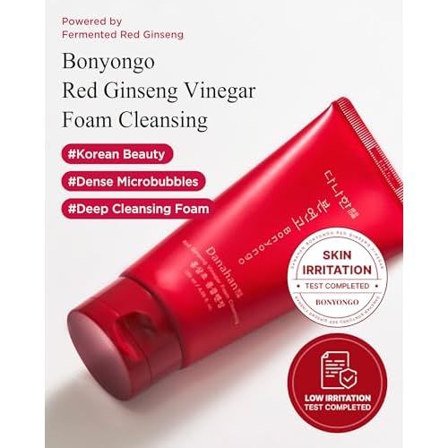 Bonyongo Red Ginseng Vinegar Foam Cleanser ? Low pH Micro-Dense Face Wash, Removes Makeup Without Stripping ? Fermented Red Ginseng + Hinoki Water, Nourishing & Hydrating 4.05 fl oz