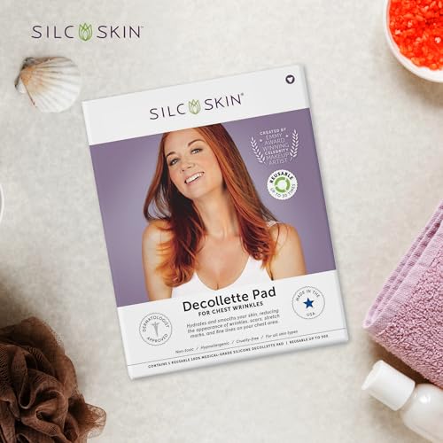Silc Skin Decollette Pad Medical Grade Chest Wrinkle Patches For Sleep Lines And Sun Damage, Reusable Silicone Chest Pad, Holiday Beauty Gift For Women, 60 Day Supply