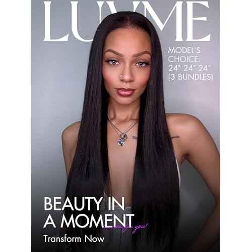 LUVME HAIR Clip in Hair Extensions, Silky Straight Human Hair Clip in Extensions for Women, Natural Black Hair Extensions, 70g 3pcs 20 Inch