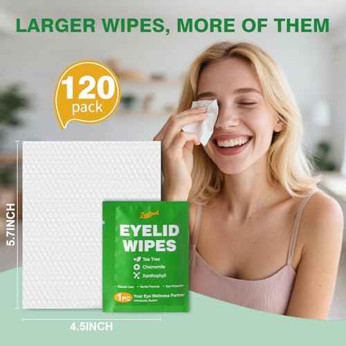 120PCS Tea Tree Oil Eyelid Wipes ? Individually Wrapped Eye Lid Cleaning Wipes£¬Soothing For Sensitive Eyes, Stay Hydrated Lid Wipe