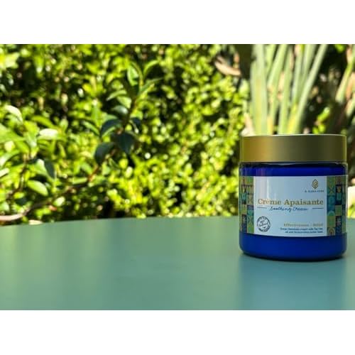 ? Cr?me Apaisante- Molluscum Support Cream | 100% Natural Soothing Comfort Cream Molluscum - Premium | Gotu Kola, Tea Tree, Arnica, Shea Butter | for Kids & Adults | 4oz Blue Glass Jar.