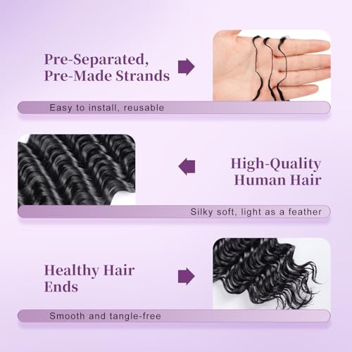 20 Inch Deep Wave Human Crochet Hair for Black Women - Knotless