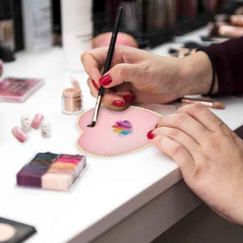 SUMAJU 2 Pcs Resin Nail Art Palette, Nail Art Painting Nail Polish Palette Gel Palette Gold Edge Color Makeup Display Nail Art Tools Gold Edge Nail Stuff