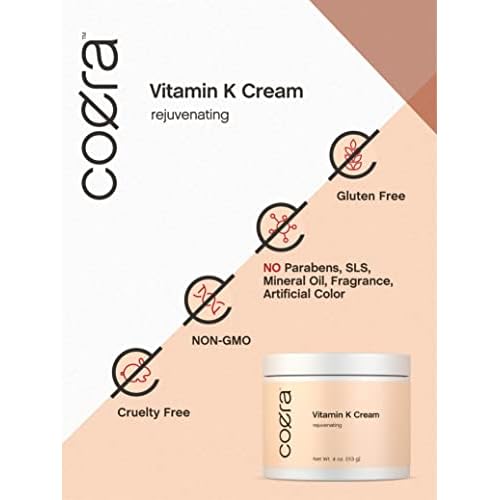Coera Vitamin K Cream 4 oz | Premium Formula for Bruises, Spider Veins, Dark Circles, Broken Capillaries, Eyes, and Face | Paraben and SLS Free