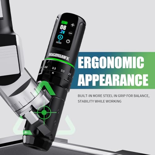Dragonhawk L3 Wireless Tattoo Pen Machine - Black + 1 Battery