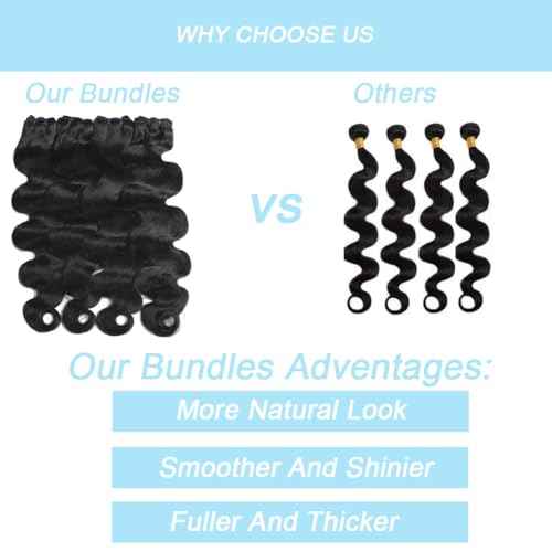 Beautymoon Body Wave Bundles 18 20 22 Inch 100% Unprocessed Brazilian Raw 3 Bundles Human Hair 16A Grade Body Wave Human Hair Bundles Remy Virgin Hair Extensions for Women