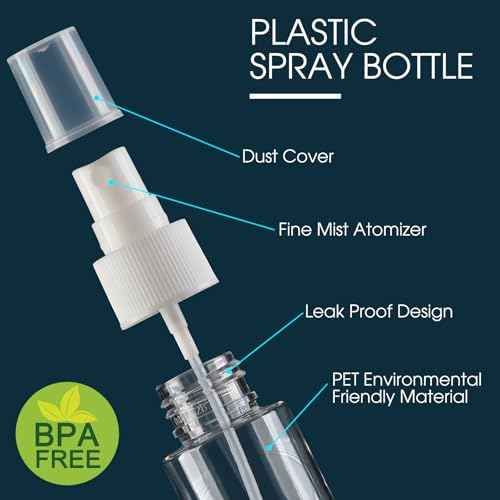Travel Spray Bottles, 2.7oz/80ml Refillable Clear Plastic Spray Bottle BPA-Free Mini Containers, Small Fine Mist Empty Travel Bottle for Perfume, Water, Cleaner, Alcohol and Skincare Water(6 Pack)