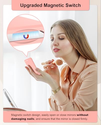WOBSION Portable 1x/2x Magnifying Travel Makeup Mirror - Pink