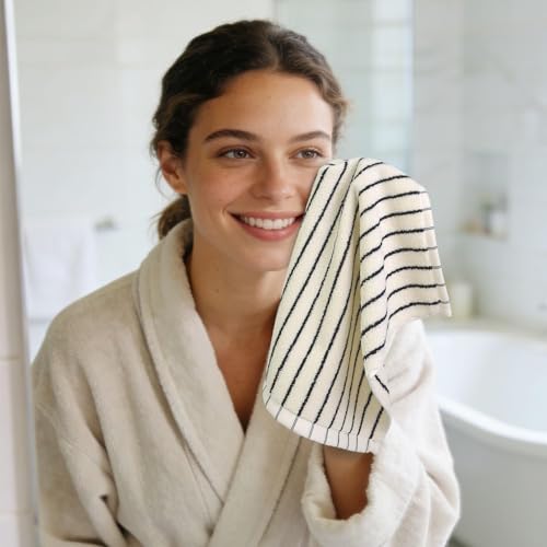 Jacquotha Cotton Washcloths 4 Pack 13x13 - Soft Striped