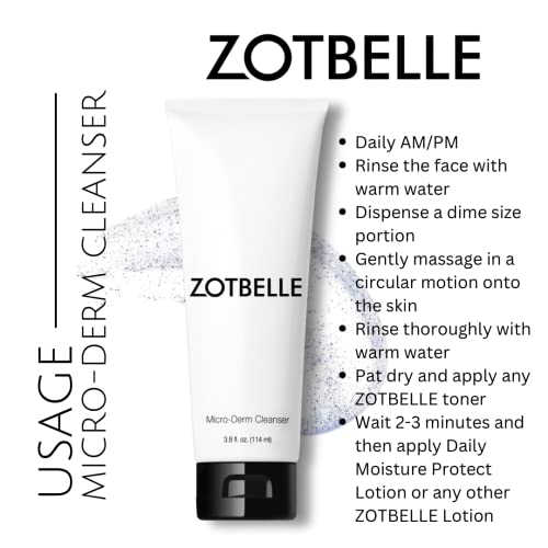 ZOTBELLE MICRO-DERM CLEANSER Gently Cleanses and Exfoliates to Remove Excess Oil and Unclog Pores.