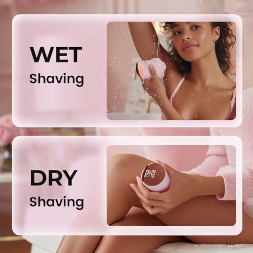 Pink Women Electric Razor for Legs & Body – Waterproof 6D Floating Head