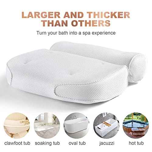 Bath Pillow for Tub, Luxury Bathtub Pillow Back Neck Support Pillow, Relaxing Spa Headrest Cushion for Women Adults Gifts, Must Have Comfort Bathtub Accessories