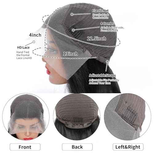 Deep Wave Lace Front Wigs Human Hair 13x4 HD Lace Front Wigs Human Hair Pre Plucked Brazilian Curly HumanHair Wig 200 Density Glueless Frontal Wigs For Women(26inch)