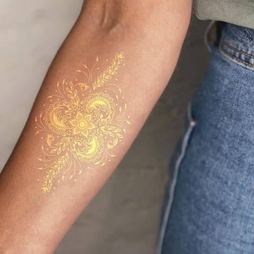 8 Sheet Gold Metallic Temporary Tattoos for Women