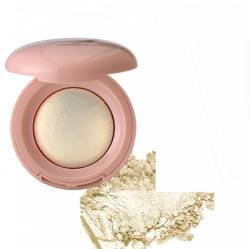MAEPEOR Baked Highlighter Buildable Lightweight Natural Look Baked Highlighter Powder Palette, Highlight Face for a Shimmery or Matte Finish (Color 02)