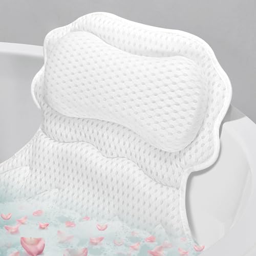 SetSail Bath Pillow - Ergonomic Neck & Back Support, 6 Suction Cups