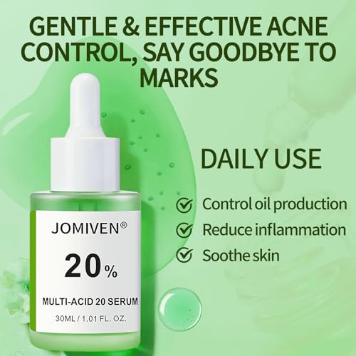 Multi-Acid 20% Serum,10% Azelaic Acid + 3% Tranexamic Acid,5% Zinc PCA + 2% Salicylic Acid,20% Active Formula for Blemish Care, Post-Acne Marks & Texture Refining,Suitable for Uneven & Acne-Prone Skin