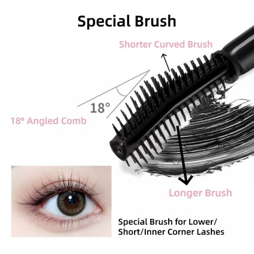 Waterproof Mascara with Dual Brush for Sparse Lashes
