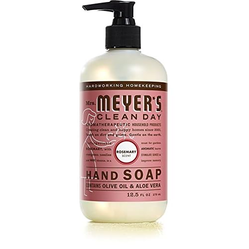 Mrs. MEYER'S CLEAN DAY Hand Soap Scent Variety Pack Includes 1 of Each, Rosemary + Basil + Geranium + Honeysuckle + Lavender + Lemon Verbena, (Count of 6)