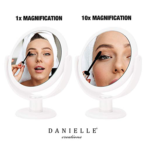 Danielle 10X Soft Touch Round Vanity Mirror, White (Pack of 2)