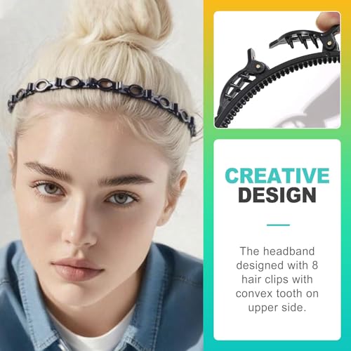 2-Piece Clip Headband Set for Easy DIY Hairstyles - Black & Brown