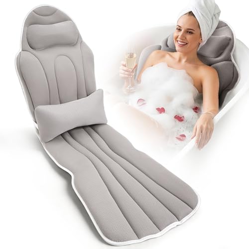 Full Body Bath Pillow for Bathtub - 56" x 19" Spa Cushion with Lumbar Support