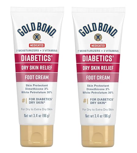 Gold Bond Ultimate Diabetics' Foot Cream for Dry Skin, 3.4 oz (2 Pack)