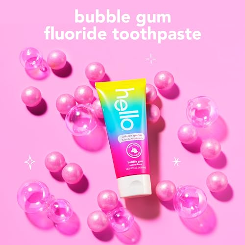 Hello Unicorn Sparkle Kids Fluoride Toothpaste, Bubble Gum, 4.2 oz (3 Pack)