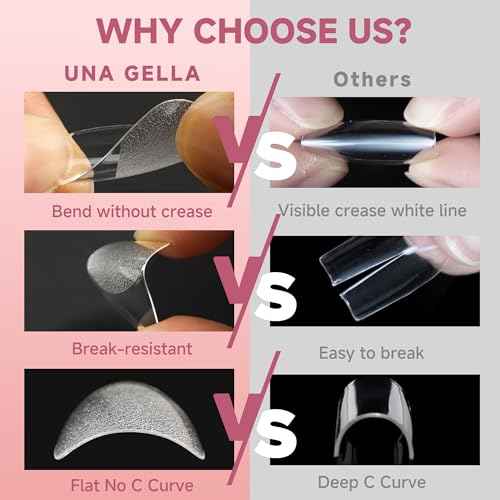 UNA GELLA Medium Almond Gel Nail Tips Half Matte 312pcs Almond Gel Nails No C Curve Clear False Fake Nails Effective Nail Extensions for DIY Art Salon-Level Press On Nails, 12 Sizes