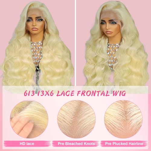 613 Blonde Lace Front Wig - 20 Inch Body Wave 13x6 HD Human Hair