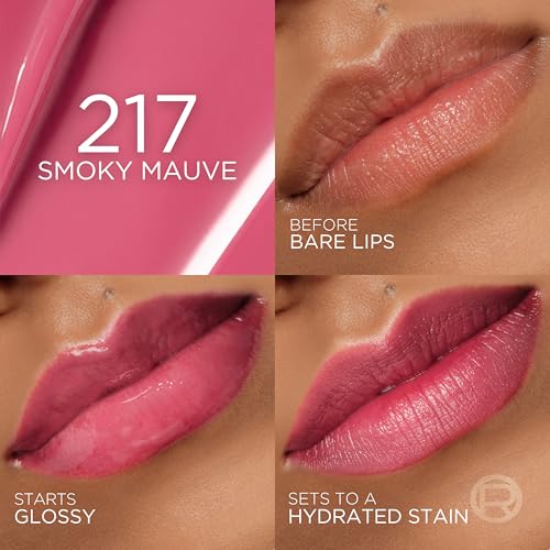 L'Oreal Paris Hyaluron Tint Lip Stain Serum - Hydrating Long Lasting Lip Color, 217 Smoky Mauve