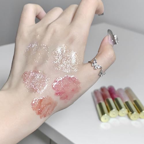 Shimmery Glitter Lip Gloss Set 5 Colors Hydrating Moisturizing